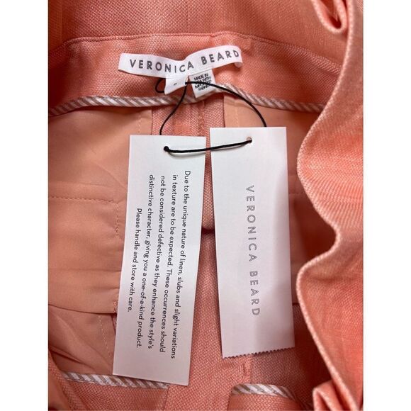Veronica Beard Ashford Linen Short in Heathered Bright Coral NWT Size 8 - Picture 8 of 8